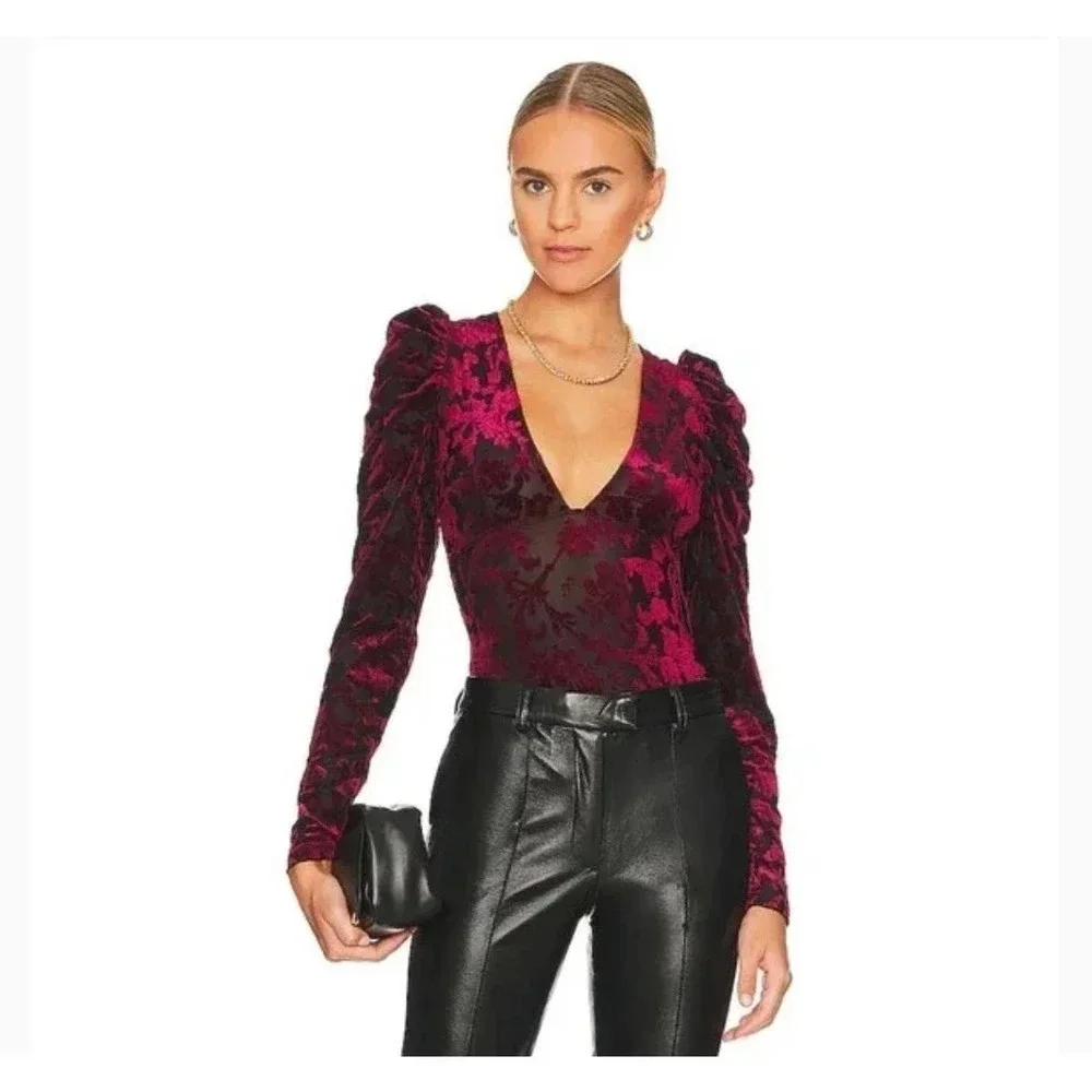 Free people Magic Hour Flocked Bodysuit